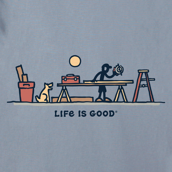 Life Is Good Men's Rocket U0026 Jake Woodwork Vista Short Sleeve Crusher-LITE Slim Fit Tee