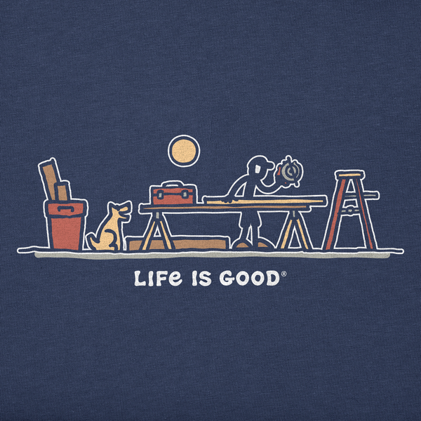 Life Is Good Men's Rocket U0026 Jake Woodwork Vista Short Sleeve Crusher-LITE Slim Fit Tee