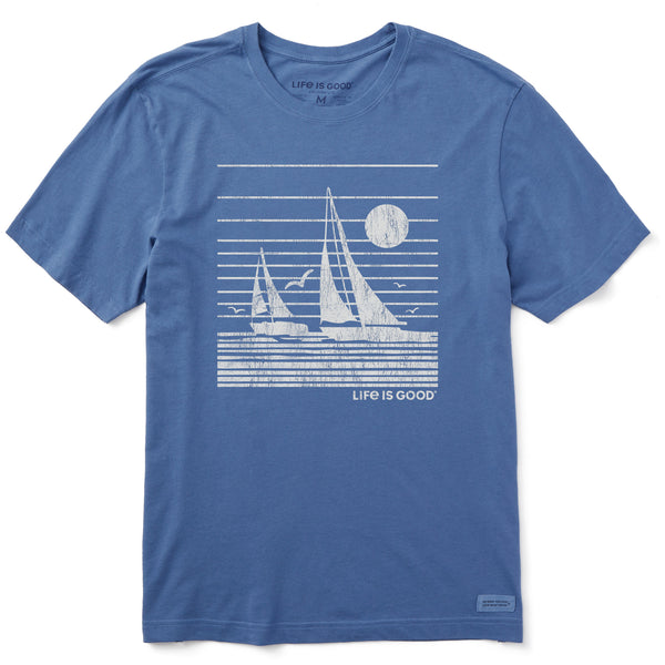 life is good Men's Sailboat Stripes Short Sleeve Tee