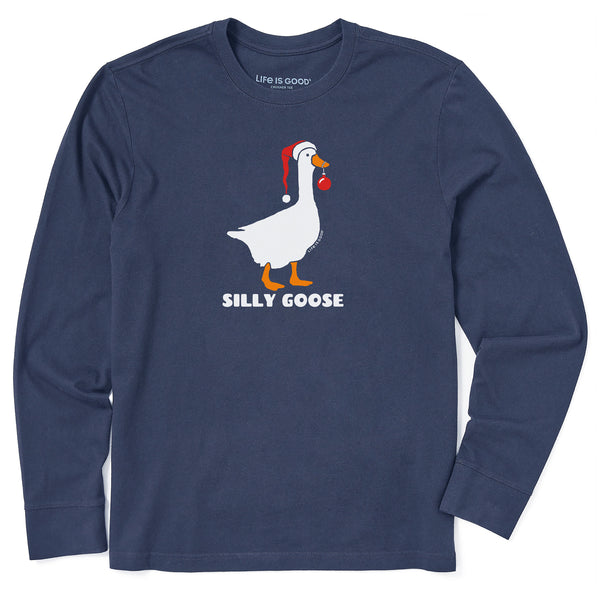 life is good Men's Silly Xmas Goose Long Sleeve Crusher Tee