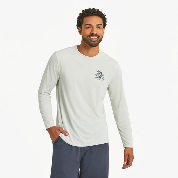 life is good Men's Simple Fish Long Sleeve Sun Crusher Tee