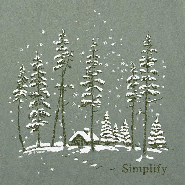 Life Is Good Men's Simplify Snowy Cabin Long Sleeve Crusher Tee