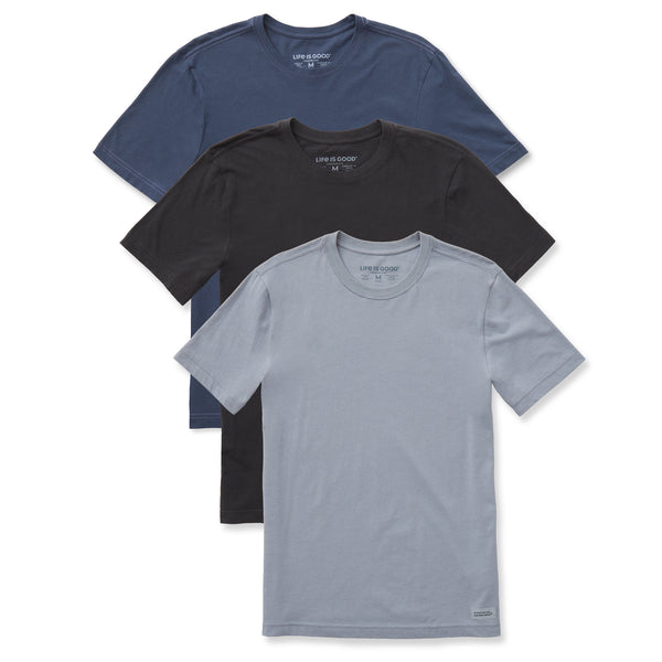 life is good Men's Solid 3-Pack Crusher-LITE Slim Fit Tee-Multi 2