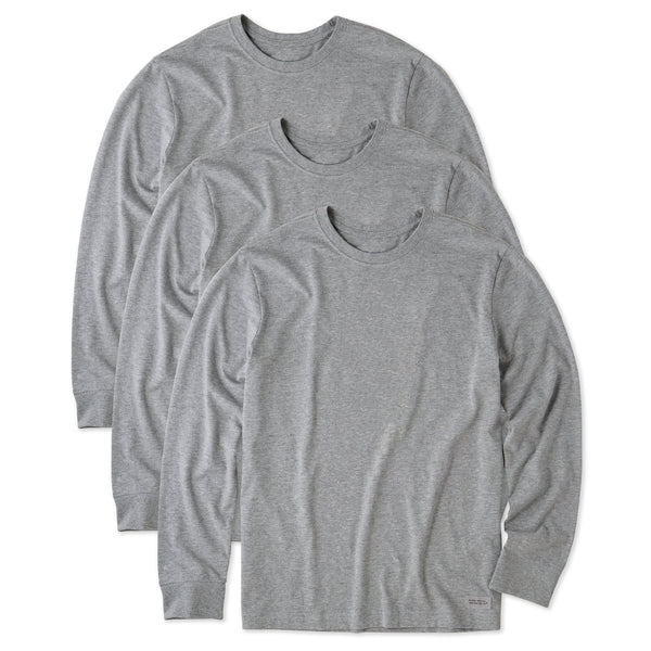 life is good Men's Solid 3-Pack Long Sleeve Crusher Tee Heather Gray