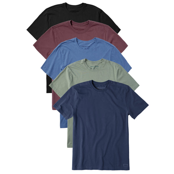 life is good Men's Solid 5-Pack Crusher Tee Multi 3