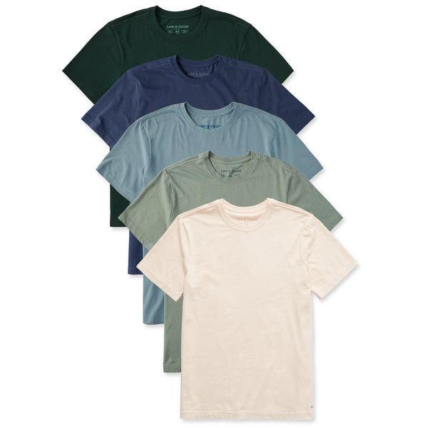 life is good Men's Solid 5-Pack Crusher Tee Multi 5