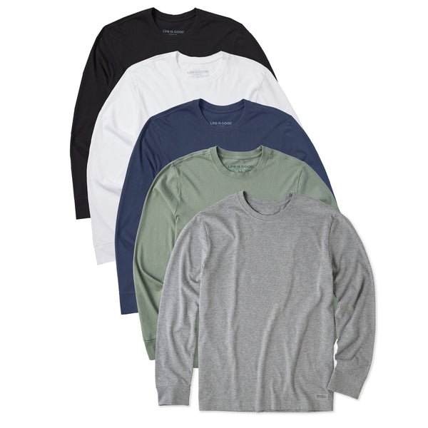 life is good Men's Solid 5-Pack Long Sleeve Crusher Tee Multi 2