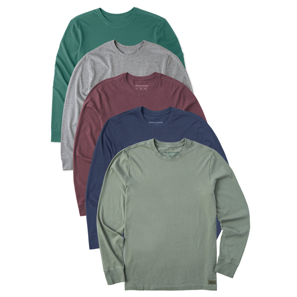 life is good Men's Solid 5-Pack Long Sleeve Crusher Tee - Multi