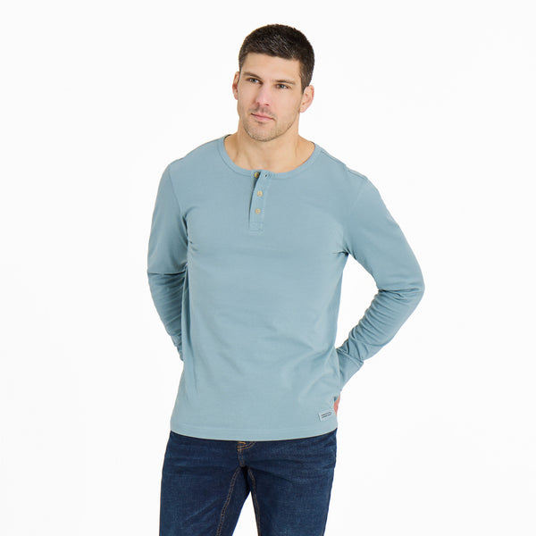 life is good Men's Solid Long Sleeve Crusher-LITE Slim Fit Henley