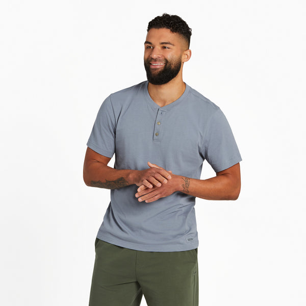life is good Men's Solid Short Sleeve Crusher-LITE Henley