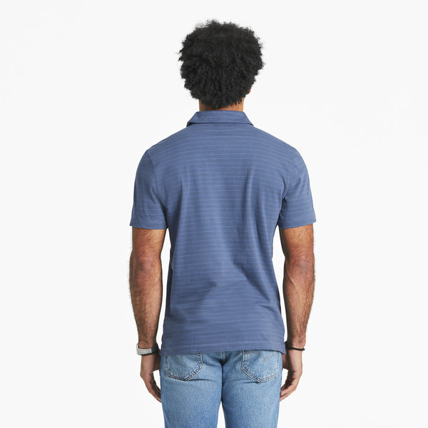 Life Is Good Men's Solid Short Sleeve Striped Crusher-LITE Polo
