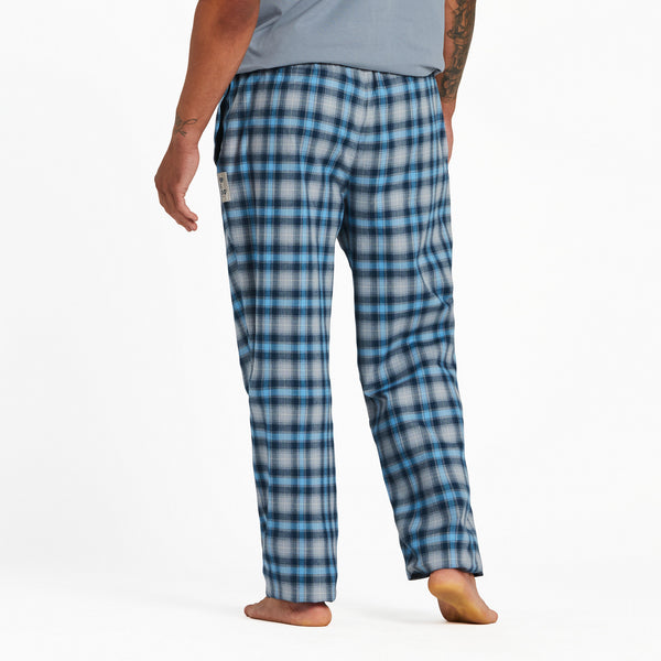 Life Is Good Men's Stone Blue Plaid Classic Sleep Pant