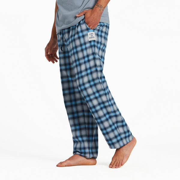 life is good Men's Stone Blue Plaid Classic Sleep Pant