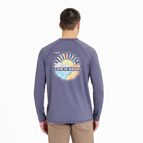Life Is Good Men's Sunburst Lighthouse Long Sleeve Rashguard