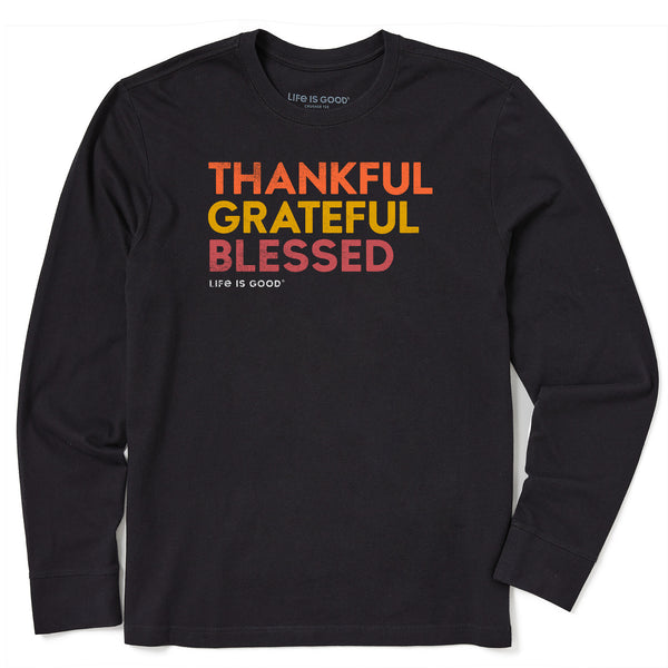 life is good Men's Thankful Grateful Blessed All Day Long Sleeve Crusher Tee