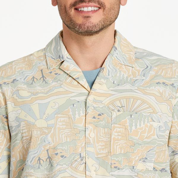 Life Is Good Men's Trippy Landscape Pattern Camp Shirt