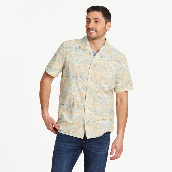 life is good Men's Trippy Landscape Pattern Camp Shirt