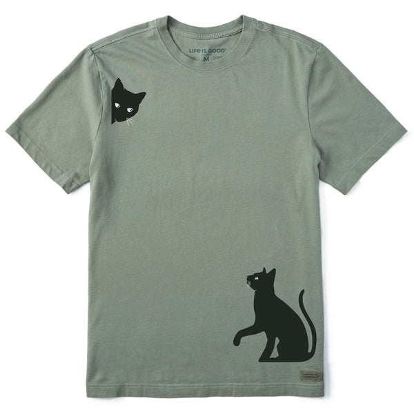 life is good Men's Two Curious Cats Short Sleeve Crusher Tee