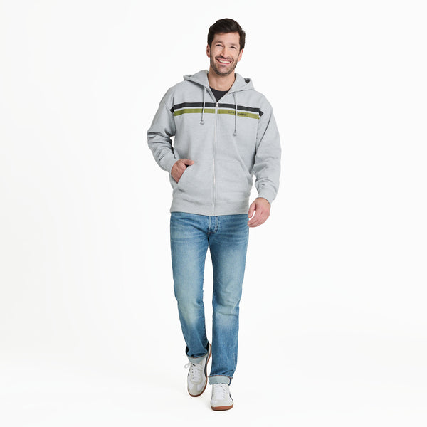 Life Is Good Men's Two Stripe Block Good Vibes Fleece Zip Hoodie
