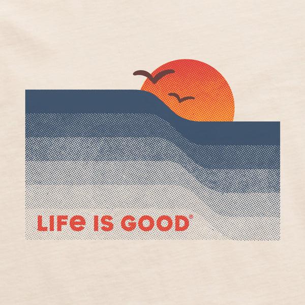 Life Is Good Men's Wavy Sunset Classic Crusher Ringer Tee