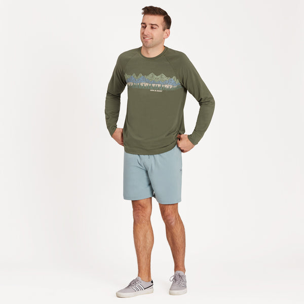 Life Is Good Men's Woodblock Mountain Scene Crusher-FLEX Crew