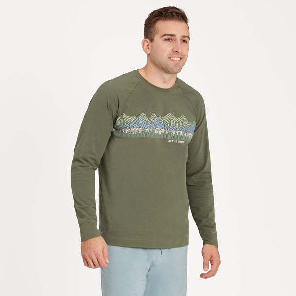 life is good Men's Woodblock Mountain Scene Crusher-FLEX Crew