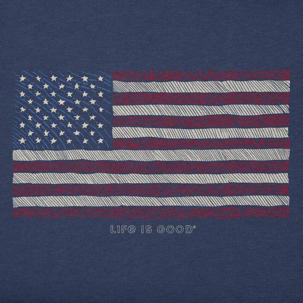 Life Is Good Men's Yankee Doodle Flag Short Sleeve Crusher-LITE Slim Fit Tee