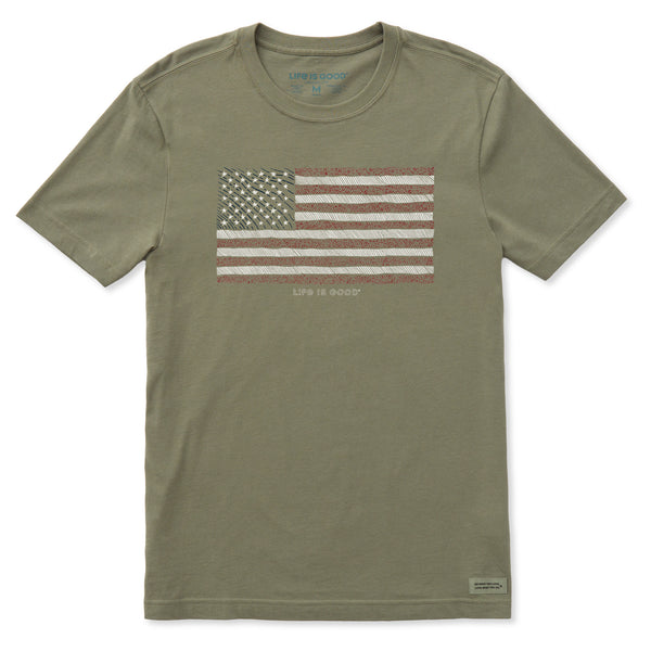 Life Is Good Men's Yankee Doodle Flag Short Sleeve Crusher-LITE Slim Fit Tee