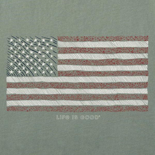 Life Is Good Men's Yankee Doodle Flag Short Sleeve Crusher-LITE Slim Fit Tee
