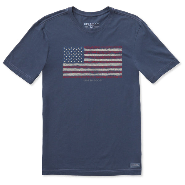 life is good Men's Yankee Doodle Flag Short Sleeve Crusher-LITE Slim Fit Tee