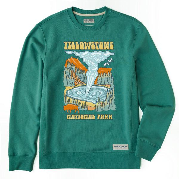 life is good Men's Yellowstone Poster Simply True Fleece Crew