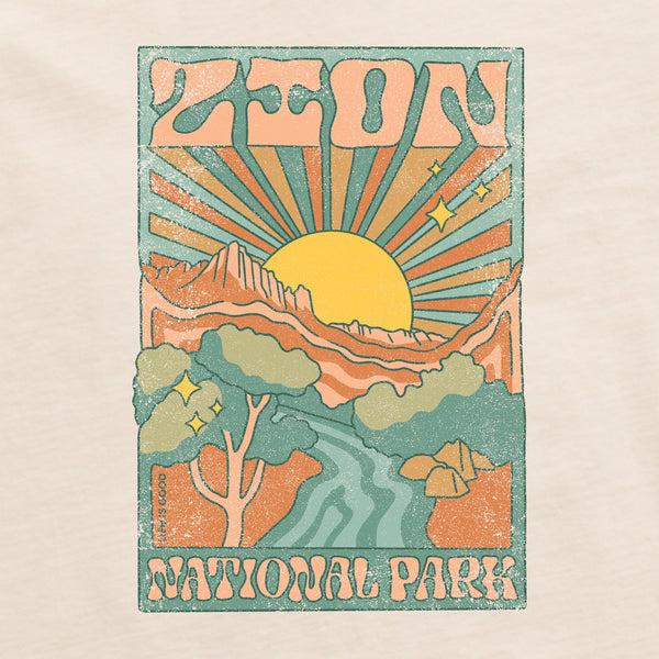 Life Is Good Men's Zion National Park Psychedelic Scene Short Sleeve Crusher Tee
