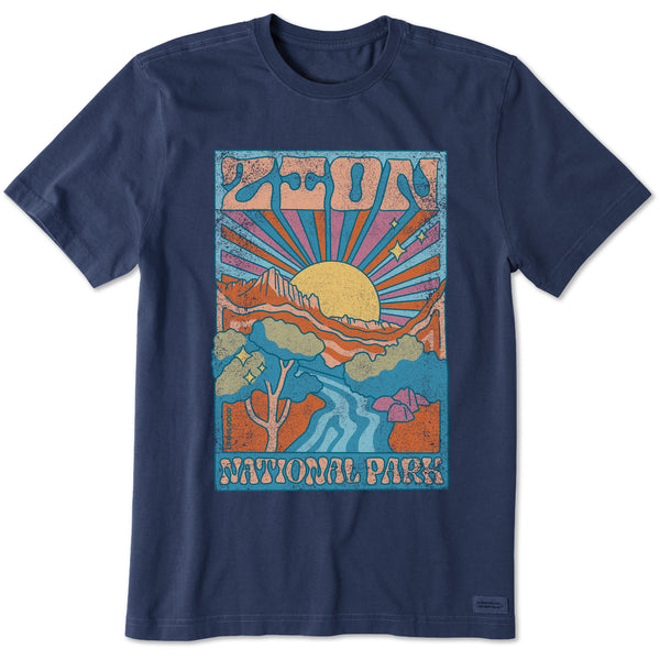 Life Is Good Men's Zion National Park Psychedelic Scene Short Sleeve Crusher Tee