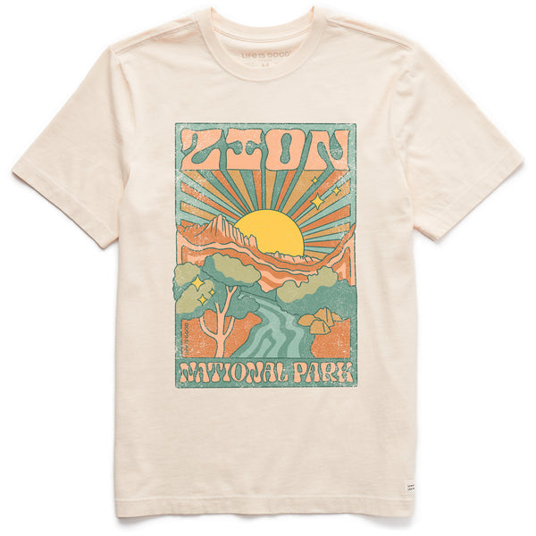 life is good Men's Zion National Park Psychedelic Scene Short Sleeve Crusher Tee