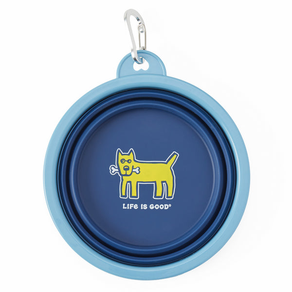life is good Rocket with Bone Silicone Travel Dog Bowl