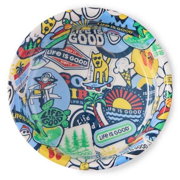 Life Is Good Sticker Collage Stainless Steel Dog Bowl