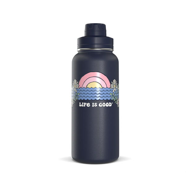 life is good Sunset Daisies 32oz Stainless Steel Water Bottle