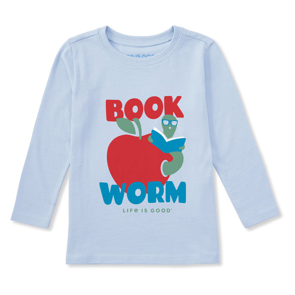 life is good Toddler Book Worm Long Sleeve Crusher Tee