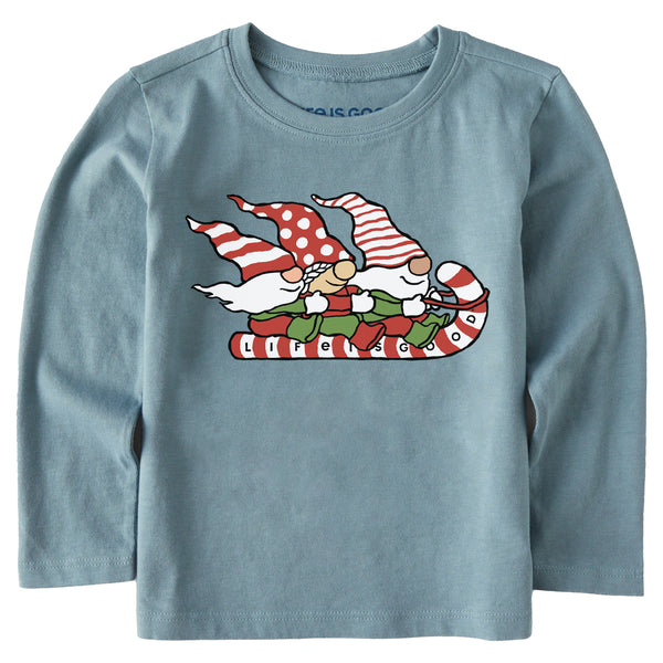 life is good Toddler Gnome Toboggan Ride Long Sleeve Crusher Tee
