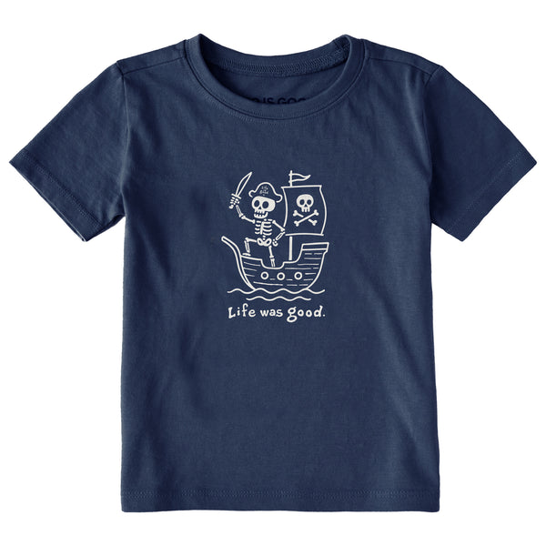 life is good Toddler Pirate Skeleton Short Sleeve Crusher Tee