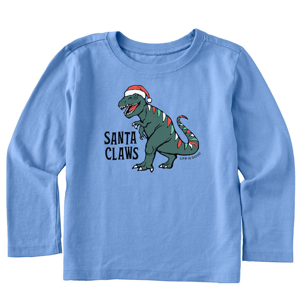 Life Is Good Toddler Santa Claws Dino Long Sleeve Crusher Tee