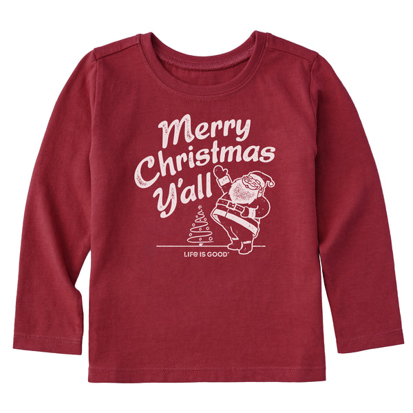 Life Is Good Toddler Santa Merry Christmas Y'all Long Sleeve Crusher Tee