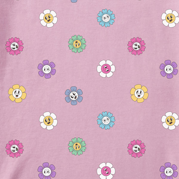 Life Is Good Toddler Smiling Daisy Pattern Short Sleeve Crusher Tee
