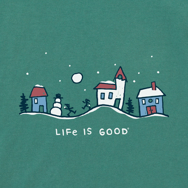 Life Is Good Toddler Snowman Village Vista Long Sleeve Crusher Tee