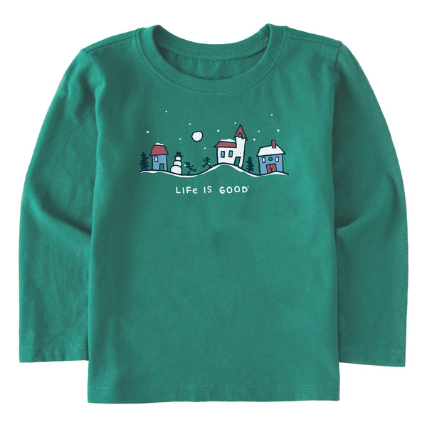 life is good Toddler Snowman Village Vista Long Sleeve Crusher Tee