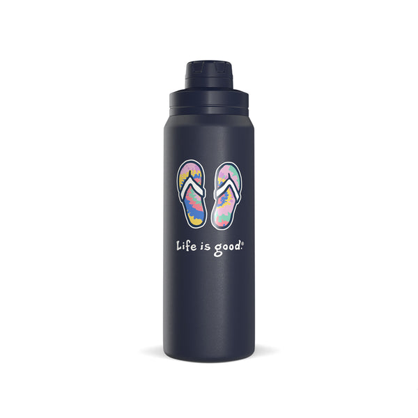 life is good Vintage Tie Dye Flip Flops 26oz Stainless Steel Water Bottle