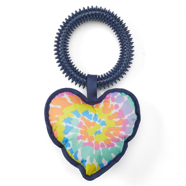 Life Is Good Vintage Tie Dye Multi Heart Jumbo Oxford And Spike Dog Toy