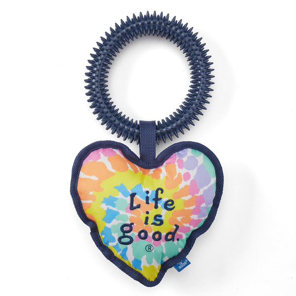 life is good Vintage Tie Dye Multi Heart Jumbo Oxford and Spike Dog Toy