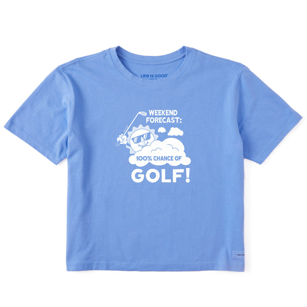 Life Is Good Women's 100% Chance Of Golf Short Sleeve Crusher Boxy Tee