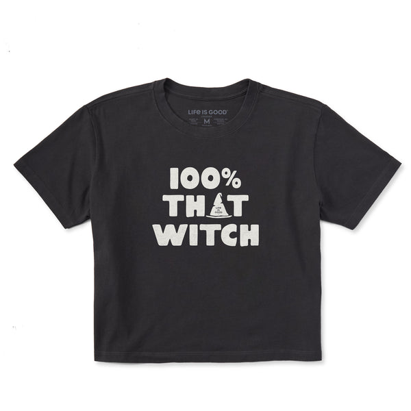 life is good Women's 100% That Witch Short Sleeve Crusher Boxy Tee